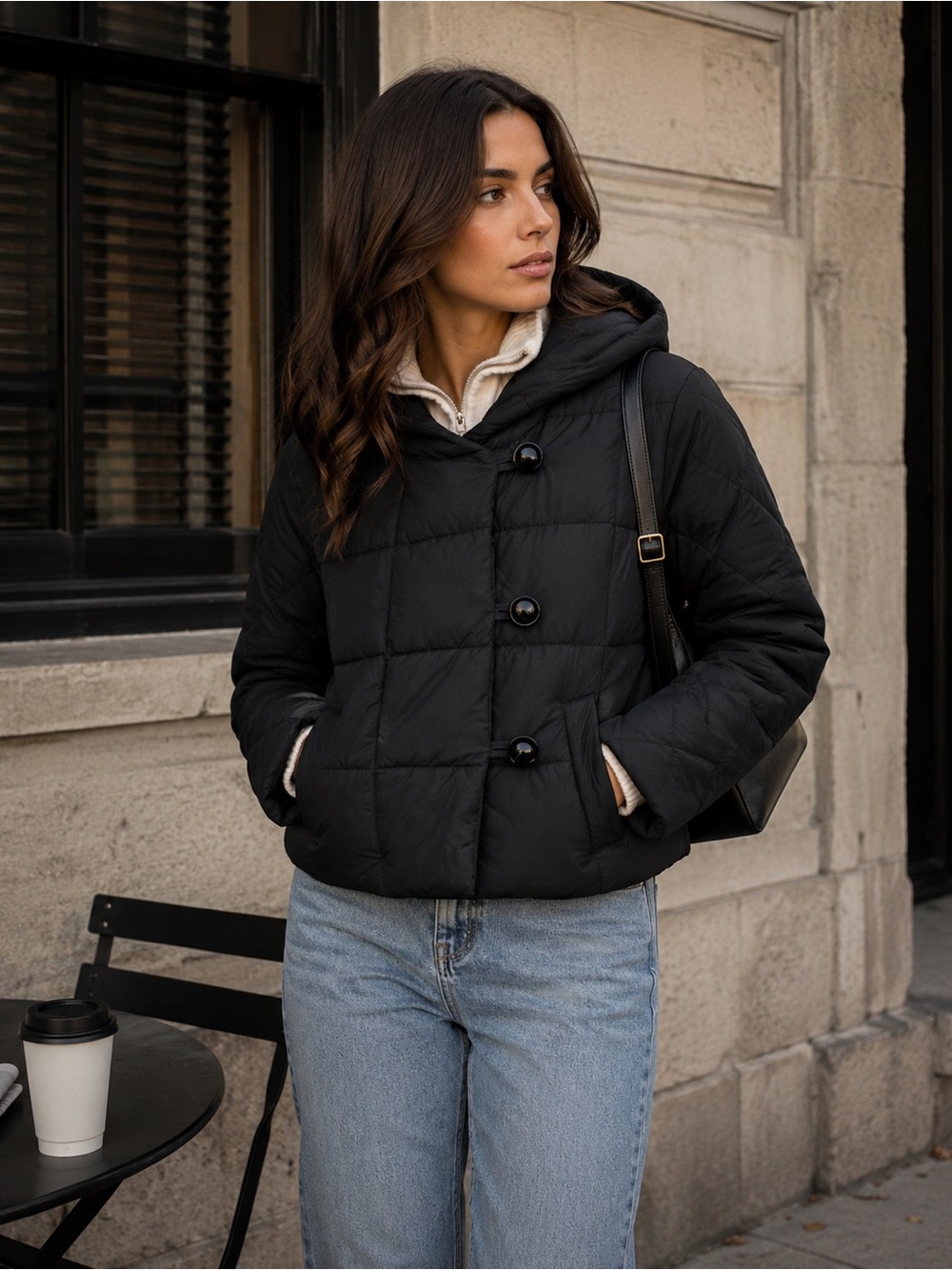 Bernardo Box Quilt Puffer Jacket in Black NWT